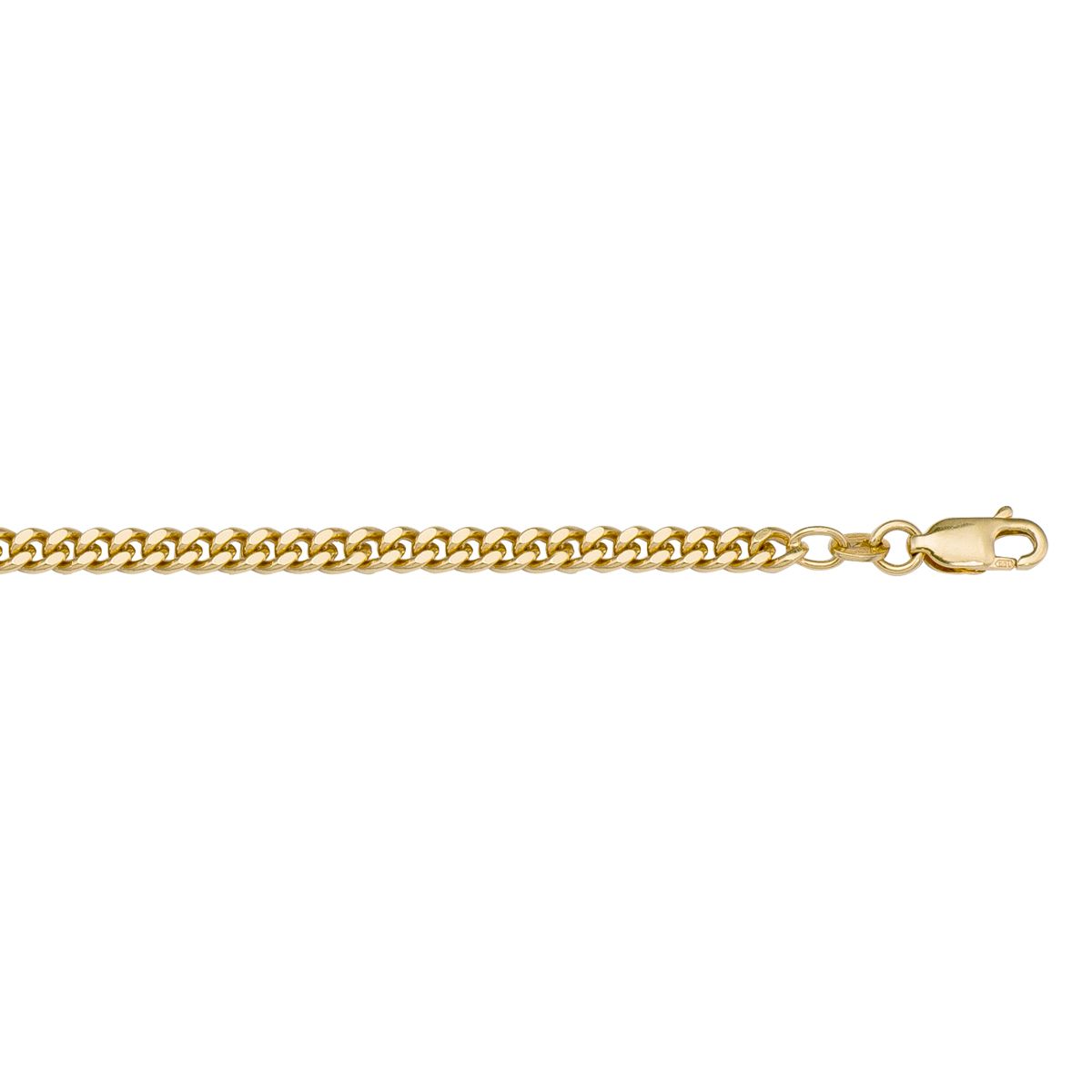 CCRB01, Gold Chain, Curb, Yellow Gold, 2.0 to 3.5 mm