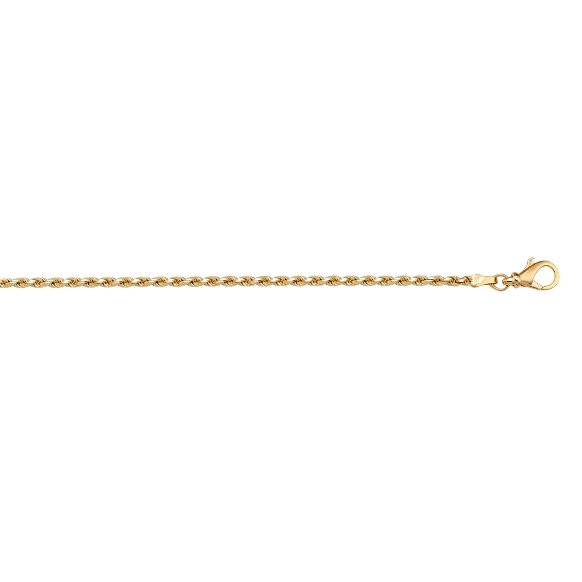 CROP02, Gold Chain, Diamond Cut Rope, Yellow Gold, 1.3 to 2.7 mm