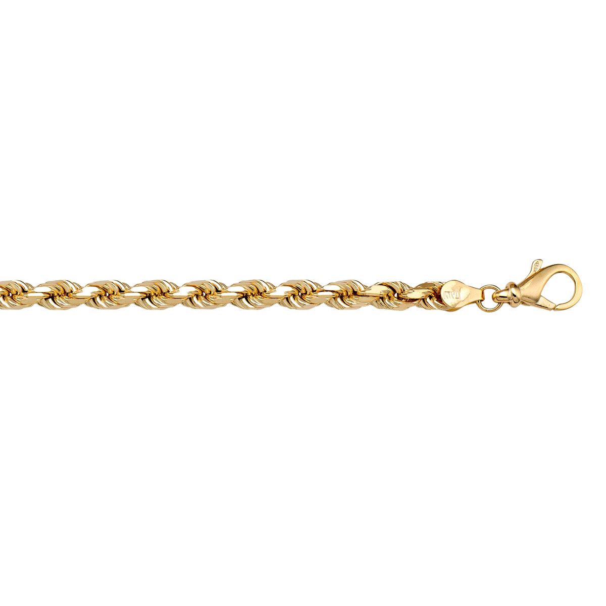 CROP02, Gold Chain, Diamond Cut Rope, Yellow Gold, 3.3 to 5.0 mm