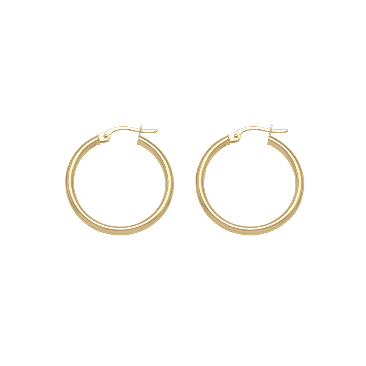 EH0101,  Gold Earrings, Hoops, 2 mm Tubing