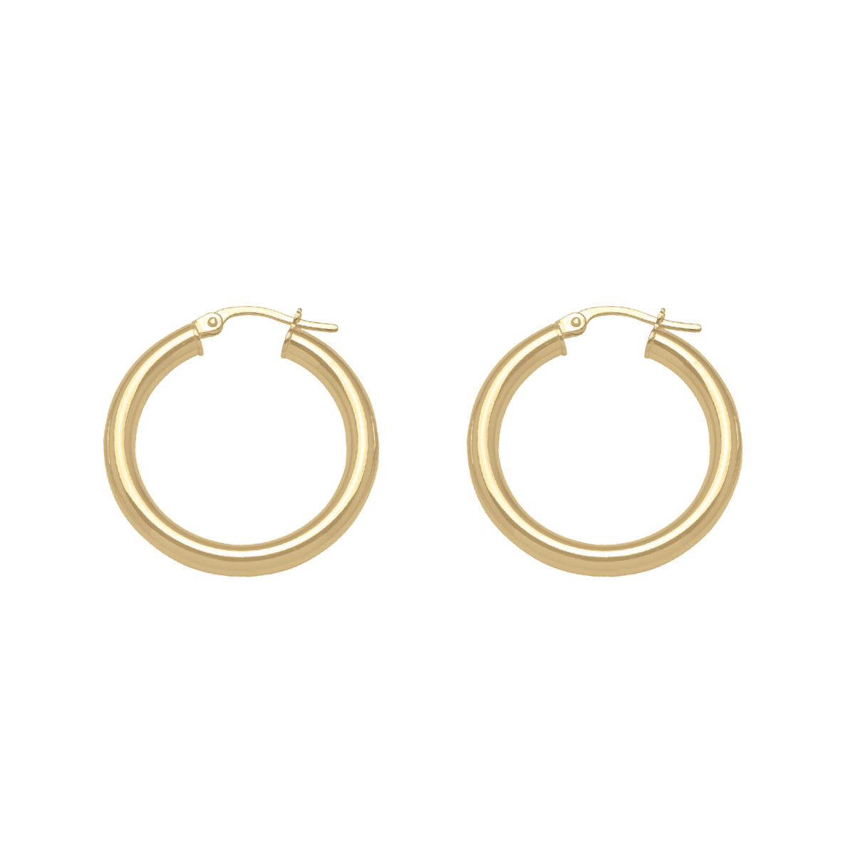 EH0103,  Gold Earrings, Hoops, 3 mm Tubing