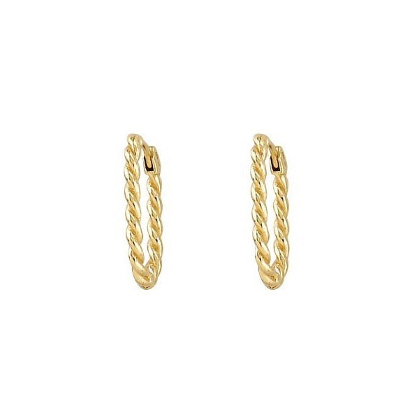 EN1508, Gold Earrings, Huggies, Twisted Paper Clip