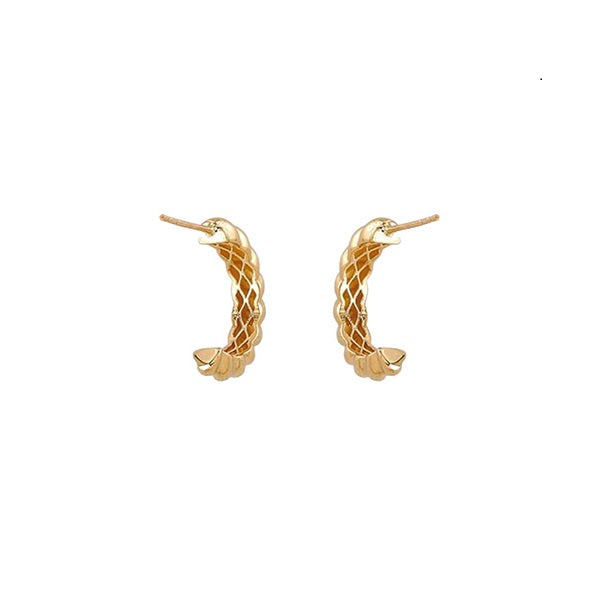 EN1512, Gold Earrings, Studs, Croissant Style