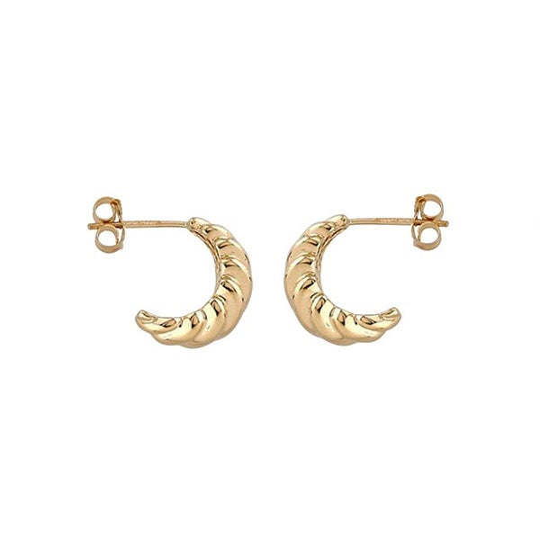 EN1513, Gold Earrings, Studs, Tapered Croissant Style