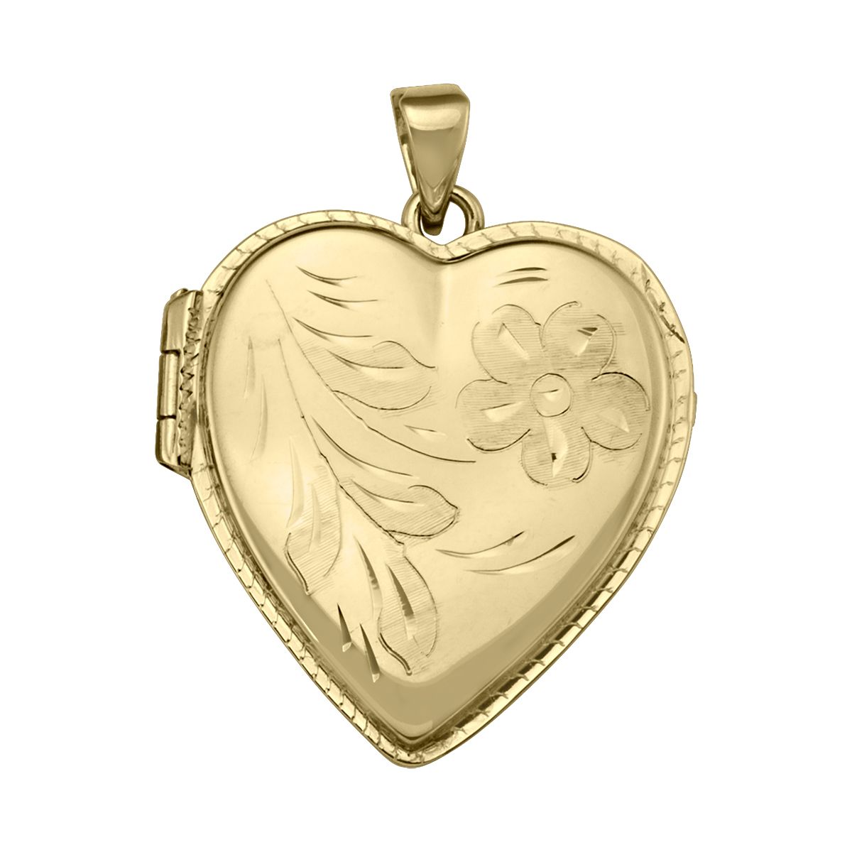 PL0102, Gold Locket, Heart Shape, Floral