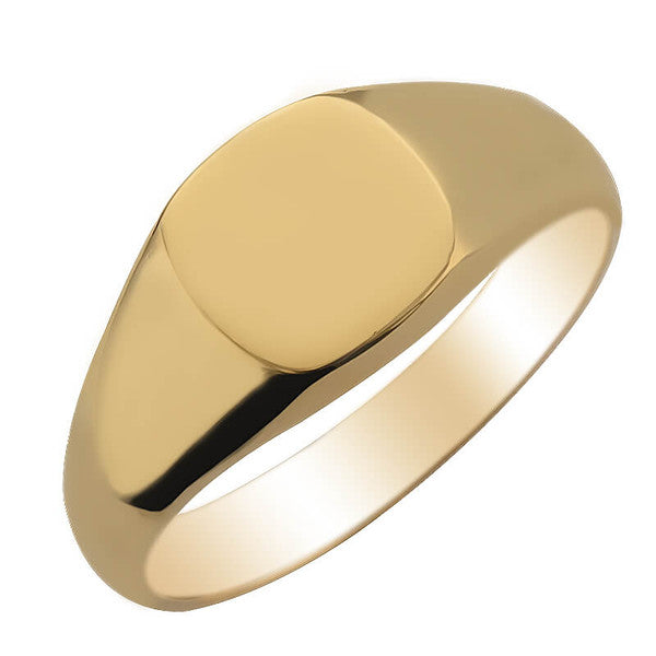 SR0103, Gold Signet Ring, Cushion Flat Top