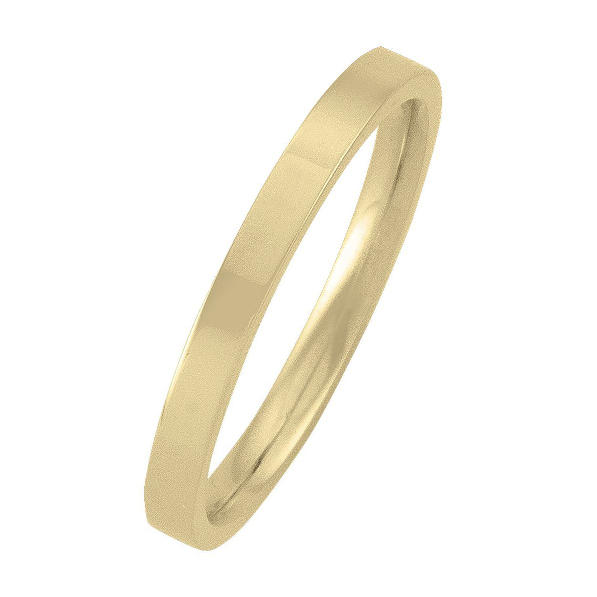 WB0102B, Gold Wedding Band, 2 mm, Flat Top, Inside Comfort Fit