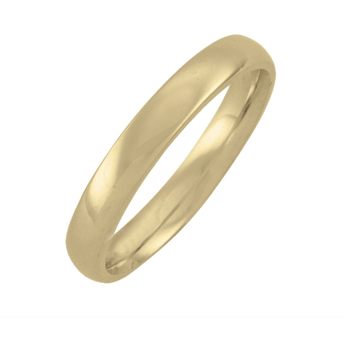 WB0103A, Gold Wedding Band, 3 mm, Domed Top, Inside Comfort Fit