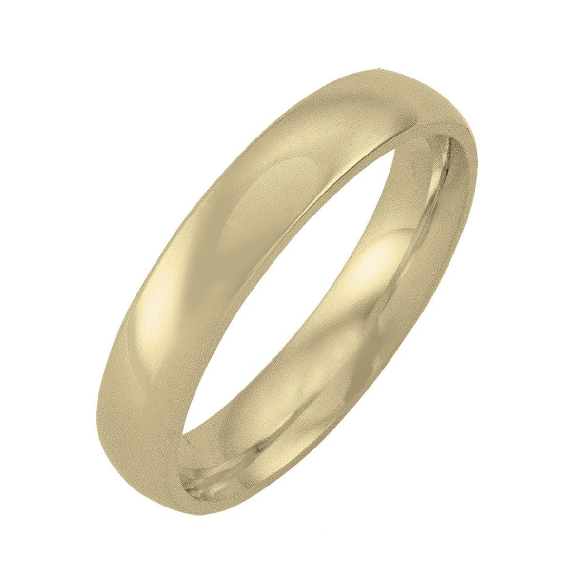 WB0104A, Gold Wedding Band, 4 mm, Domed Top, Inside Comfort