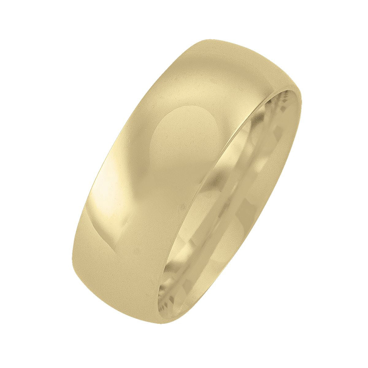 WB0107A, Gold Wedding Band, 7 mm, Domed Top, Inside Comfort Fit